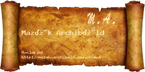Mazák Archibáld névjegykártya
